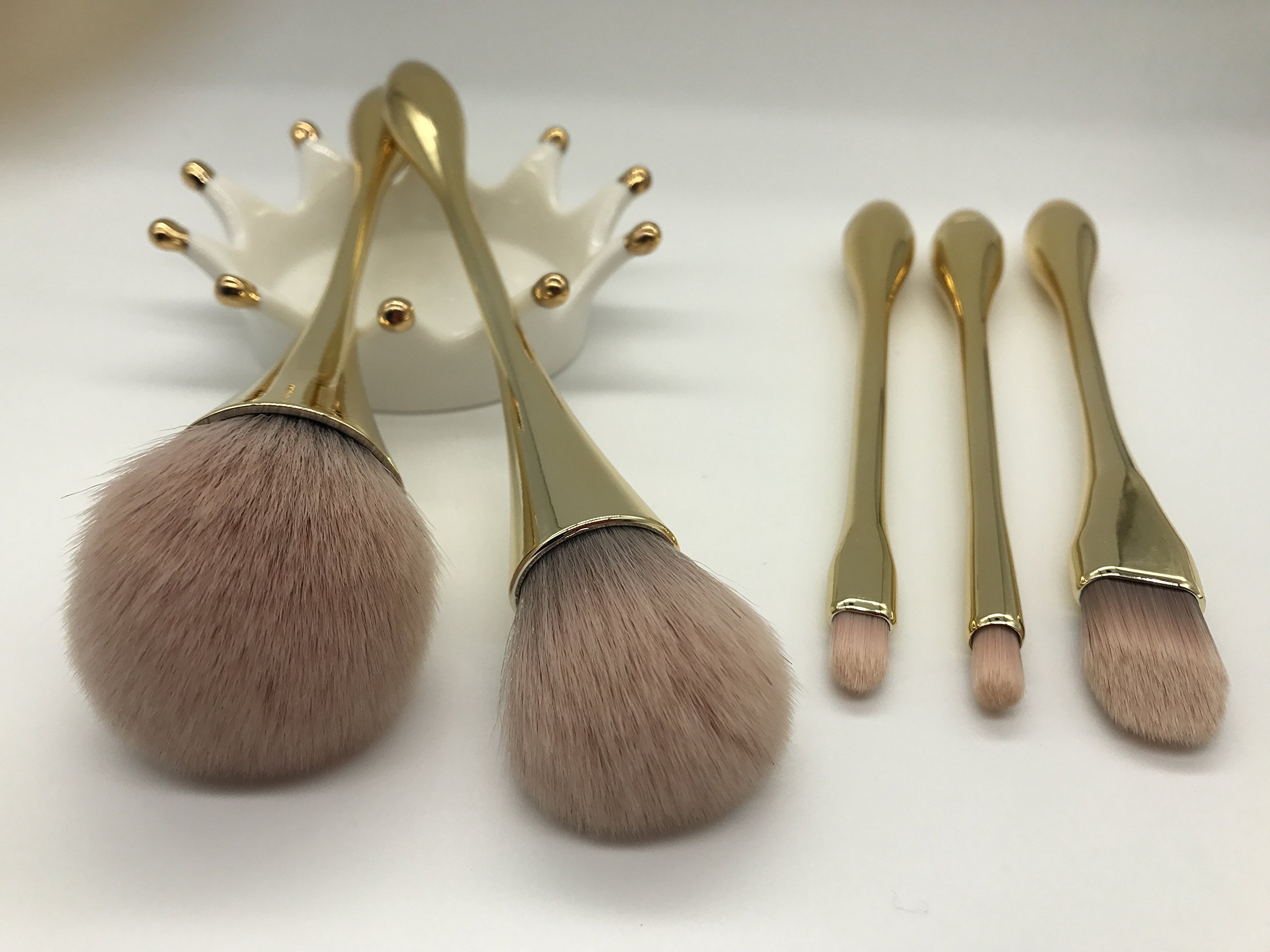 YoTruth 5 pcs Premium Comestic Brushes set Foundation Blending Blush Eyeliner Face Powder Brush Soft Comfortable Skin-friendly Gloden