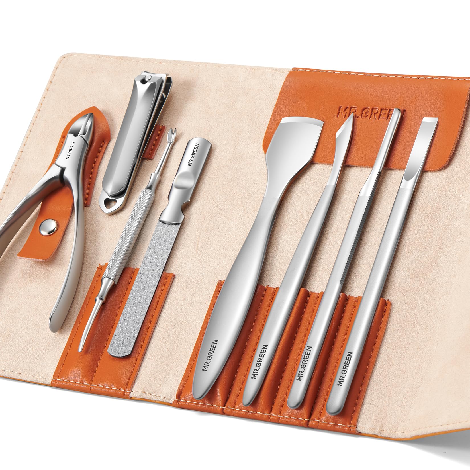 Photo 1 of MR.GREEN Pedicure Knife Set Professional Ingrown Toenail Clippers Foot Care Tools Stainless Steel Nail Cuticle Nippers Remover Kits (8 Pcs Set)