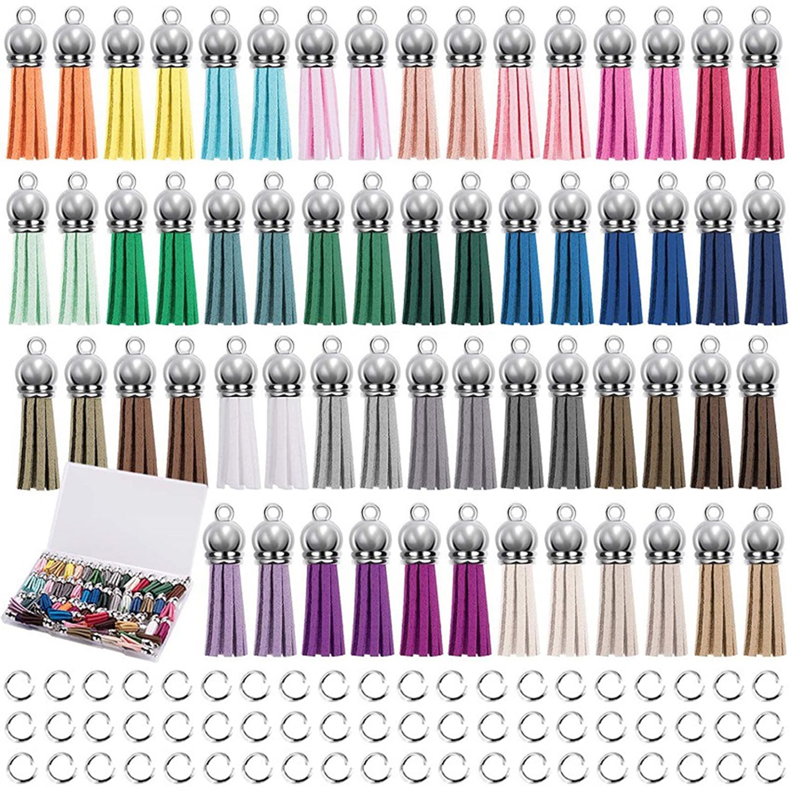 CLKE Leather Tassels, 120pcs, Finding, for DIY Jewelry, Keyrings, Hanging Decoration, Accessories (Silver)