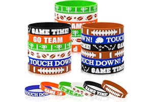 JUNEBRUSHS 42pcs Football Party Favors Silicone Bracelets Rubber Wristbands Accessories for Football Sport Themed Birthday Party Decorations Adults Stuffers Filler Gift Supplies(6 Designs)
