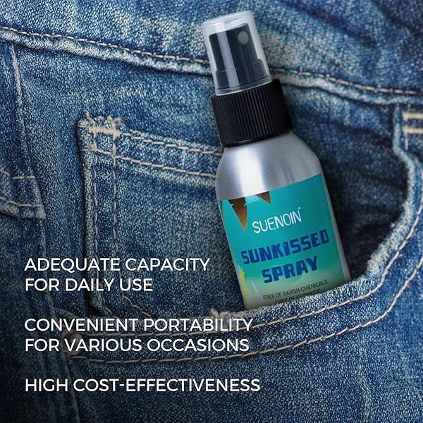 SUENOIN AIRBRUSH TANNING SPRAY TRAVEL SIZE 100ML, PROGRESSIVE TANNING SPRAY SELF TANNER WITH ERYTHRULOSE AND DIHYDROXYACETONE, ALCOHOL-FREE, OIL-FREE, AND NON-COMEDOGENIC, MEDIUM INTENSITY