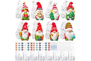 PullCrease 8 Pcs Christmas Ceramics Gnome to Paint Ready to Painting Your Own Gnome Statues DIY Unpainted Ceramics Paintable Figurines Kit Crafts with Brush Palette for Boys Girls