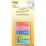 Post-it Sign Here Flags, .5" x 1.7", 100 Flags with Dispenser, Red, Green, Blue, Pink
