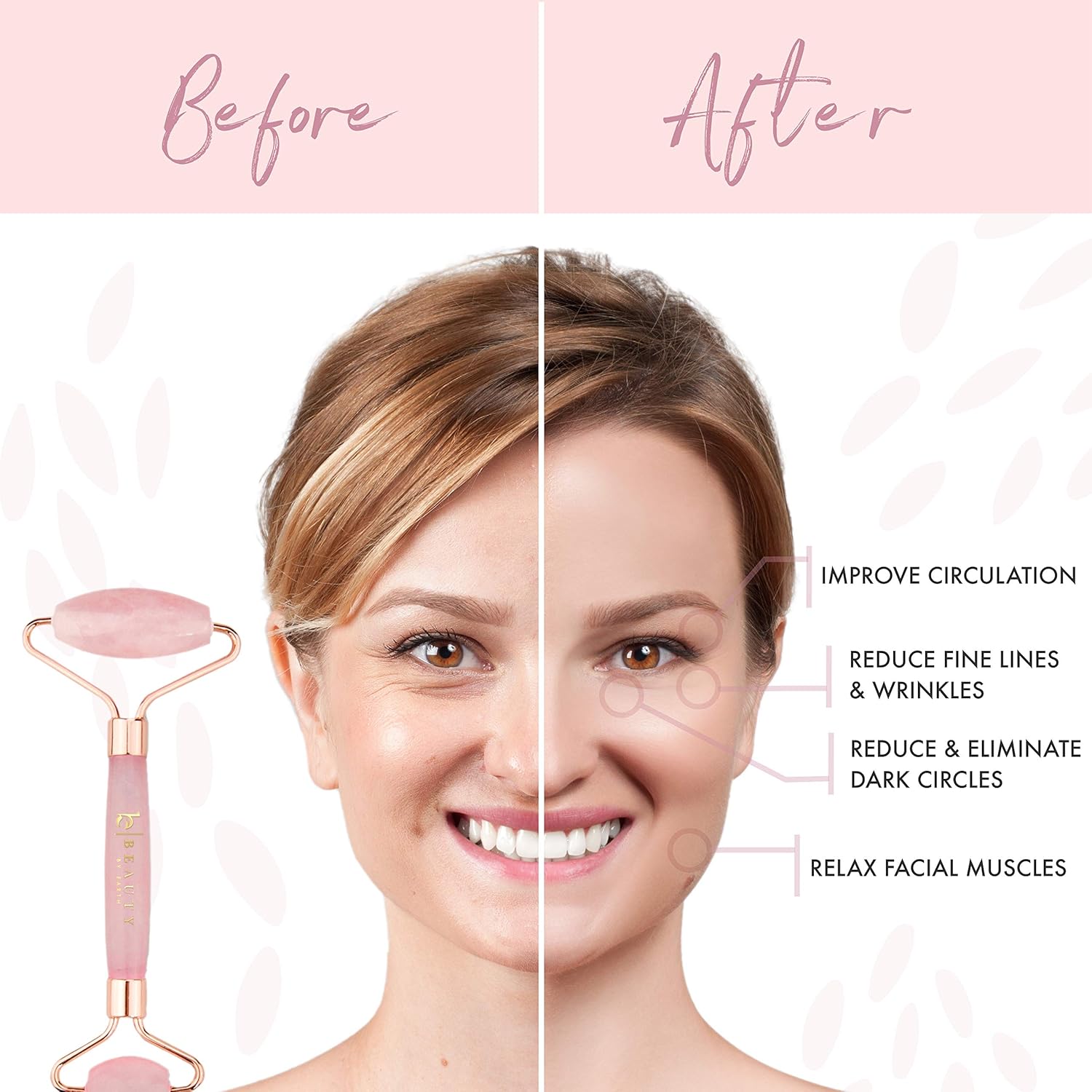 Rose Quartz Facial Roller - Best Face Roller and Skincare Tool for Facial Massage, Quality Pink Stone Face Roller Great for Skin on Face and Neck in Magnetic Gift Box: Beauty