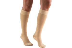 Truform 20-30 mmHg Compression Stockings for Men and Women, Knee High Length, Dot Top, Closed Toe, Beige, Large