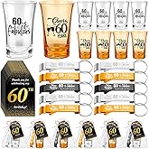 Domensi 30 Sets 60th Birthday Party Favors for Guests 2 Styles Acrylic Short Glasses 3 Colors Bottle Opener Souvenir Thank You Tags with Organza Bags Twine for Birthday Anniversary Wedding Shower