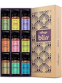 Natrogix Bliss Essential Oils - Top 9 Therapeutic Grade 100% Pure Essential Oil Set (Tea Tree, Lavender, Eucalyptus, Frankincense, Lemongrass, Lemon, Rosemary, Orange, Peppermint) w/Free E-Book