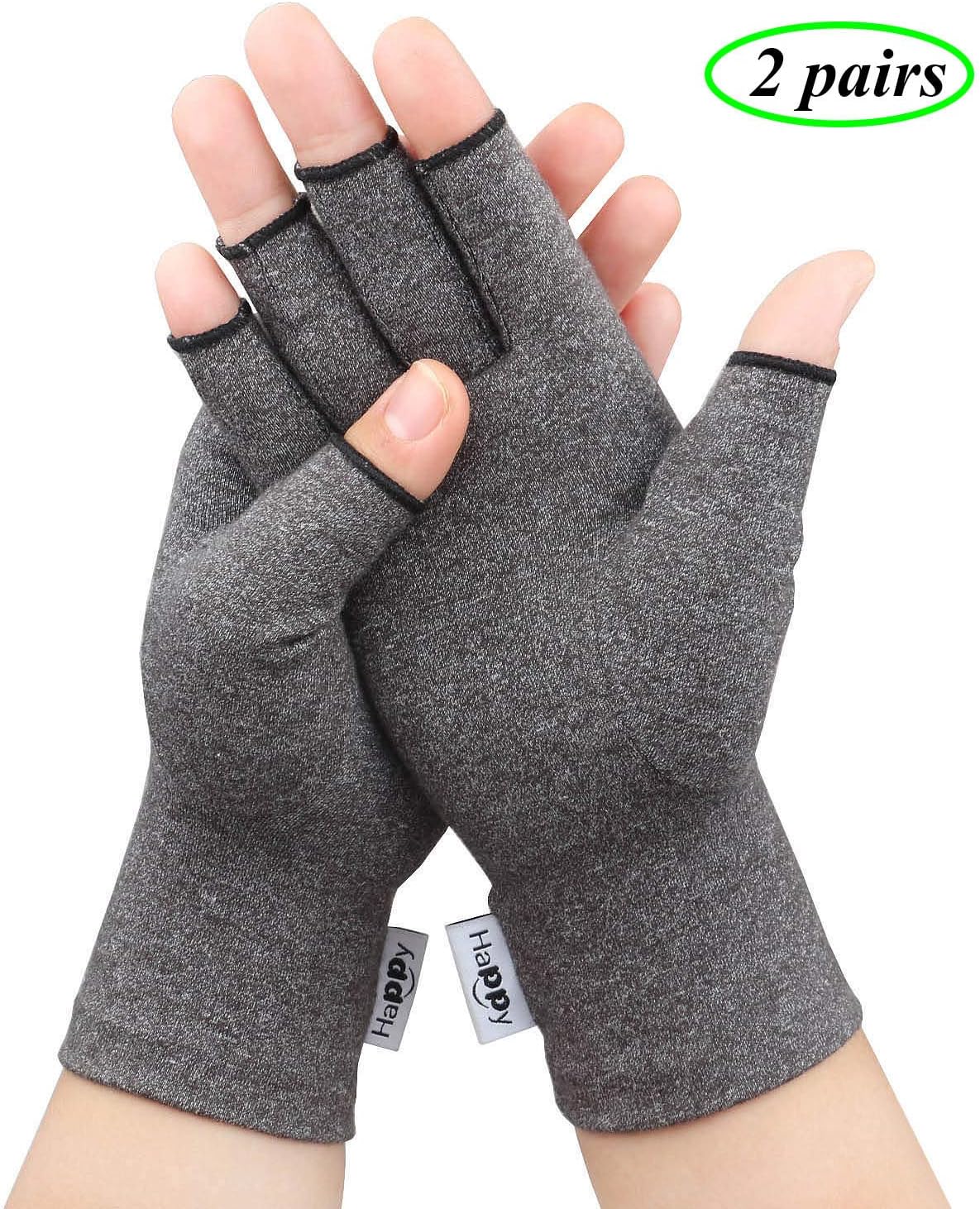 2 Pairs Compression Arthritis Gloves, Fingerless Hand Gloves for