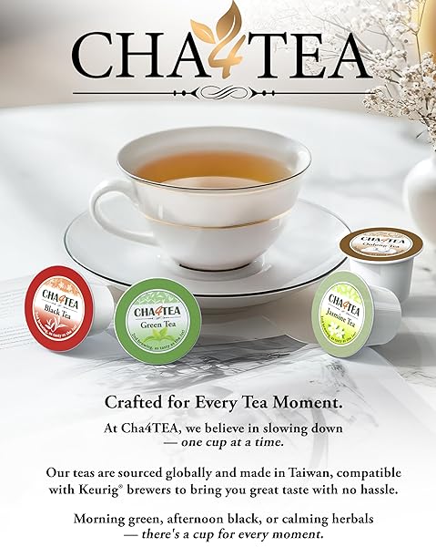 CHA4TEA 100-COUNT VARIETY PACK TEA, COMPATIBLE WITH KEURIG BREWERS, INCLUDES GREEN, BLACK, JASMINE, EARL GREY, ENGLISH BREAKFAST, OOLONG, PEPPERMINT, MATCHA GREEN & 2 SEASONAL SELECT TEA