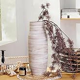 ALMA 17 inch Extra Tall White Ceramic Vases for Centerpieces Farmhouse Living Room Floor, Boho Pampas Grass Vase for Fireplace Mantel Decor, Modern Minimalist Rusic Floor Vase for Organic Home Decor