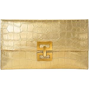 Balteus Clutch Evening Bags for Women, Croc-Embossed Metallic Handbags, Trendy Envelope Purse for Prom, Formal Party & Weddin