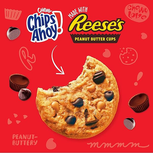 CHIPS AHOY! CHEWY CHOCOLATE CHIP COOKIES WITH REESE’S PEANUT BUTTER CUPS, FAMILY SIZE, 14.25 OZ