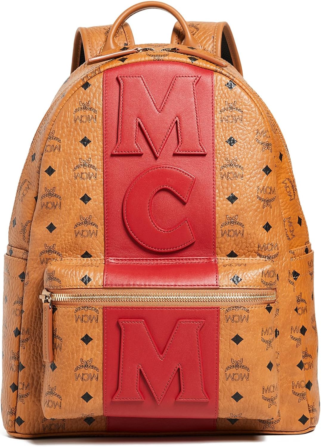 mcm backpack with red stripe