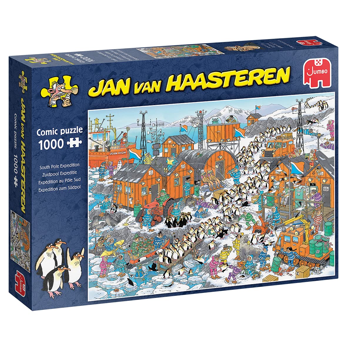 Photo 1 of ****MINOR DAMAGE ON BOX***Jumbo, Jan Van Haasteren - 'South Pole Expedition' Unique Comic Fun Designed Jigsaw Puzzle for Adults - 1,000 Piece