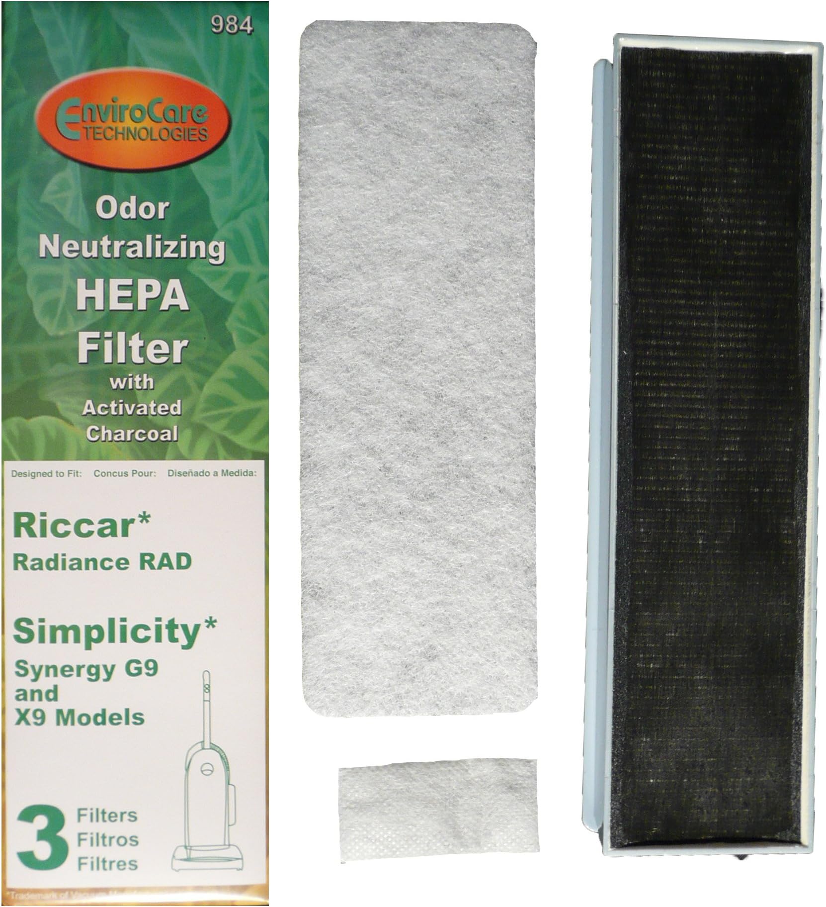 (1 Set) Riccar Radiance Simplicity Synergy HEPA w/activated Charcoal G9 X9 HEPA Vacuum Filter, Household, Synergy Vacumm Cleaners, RF9U-1, SF9U-1, S-Class HEPA filter, S-Class HEPA Plus filter.