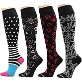 Dr. Motion 4 Pairs Therapeutic Graduated Compression Women's Knee-hi Socks
