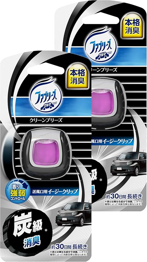 Amazon ファブリーズ 車用 クリップ型 消臭芳香剤 イージークリップ 炭級消臭 クリーンブリーズの香り 2ml 2個 ファブリーズ クリップ型