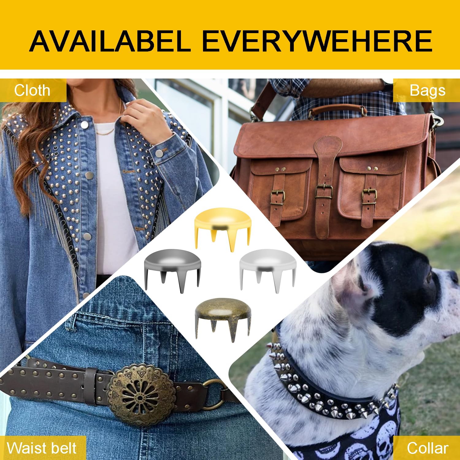 200pcs 12mm Round Dome Rivets Spike Studs Spots Nailhead Punk Rock DIY Leather Craft for Shoes Clothing Bag Parts Decoration (Silver)