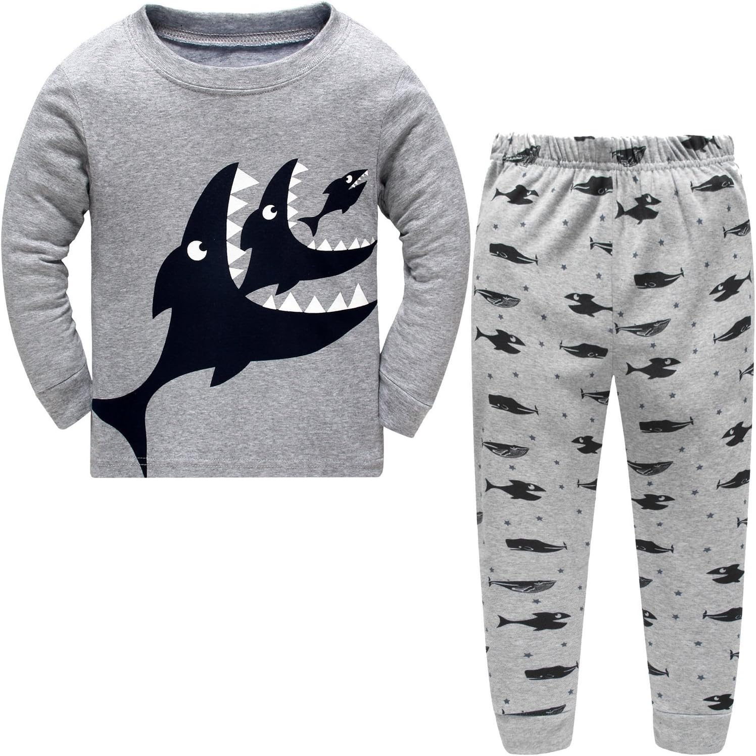 DAWILS Boys Pyjamas Sets Shark Tiger Crocodile Print Sleepwear Toddler Long Sleeve Nightwear Kids Clothes Outfit Pjs 2-8 Years