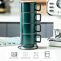 Miamolo Cappuccino Cups Set of 4, Stackable Coffee