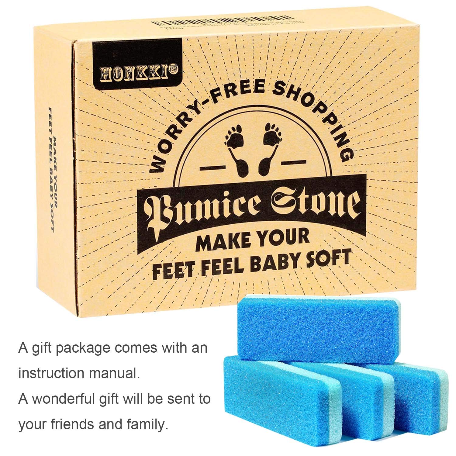 4 PCS Gift Packaged Foot Pumice Stone Scrubber for Hard Skin, Heavy Callused Feet, Dead Skin, 2 in 1 Pumice Stone for Feet, Heels, Hands and Body: Beauty
