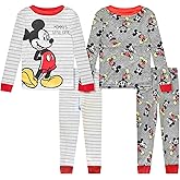Disney 4 Piece Pajama Set - Mickey, Minnie, Pooh - Toddler Boys & Girls PJ Set - Long Sleeve Shirt & Pants - Official License