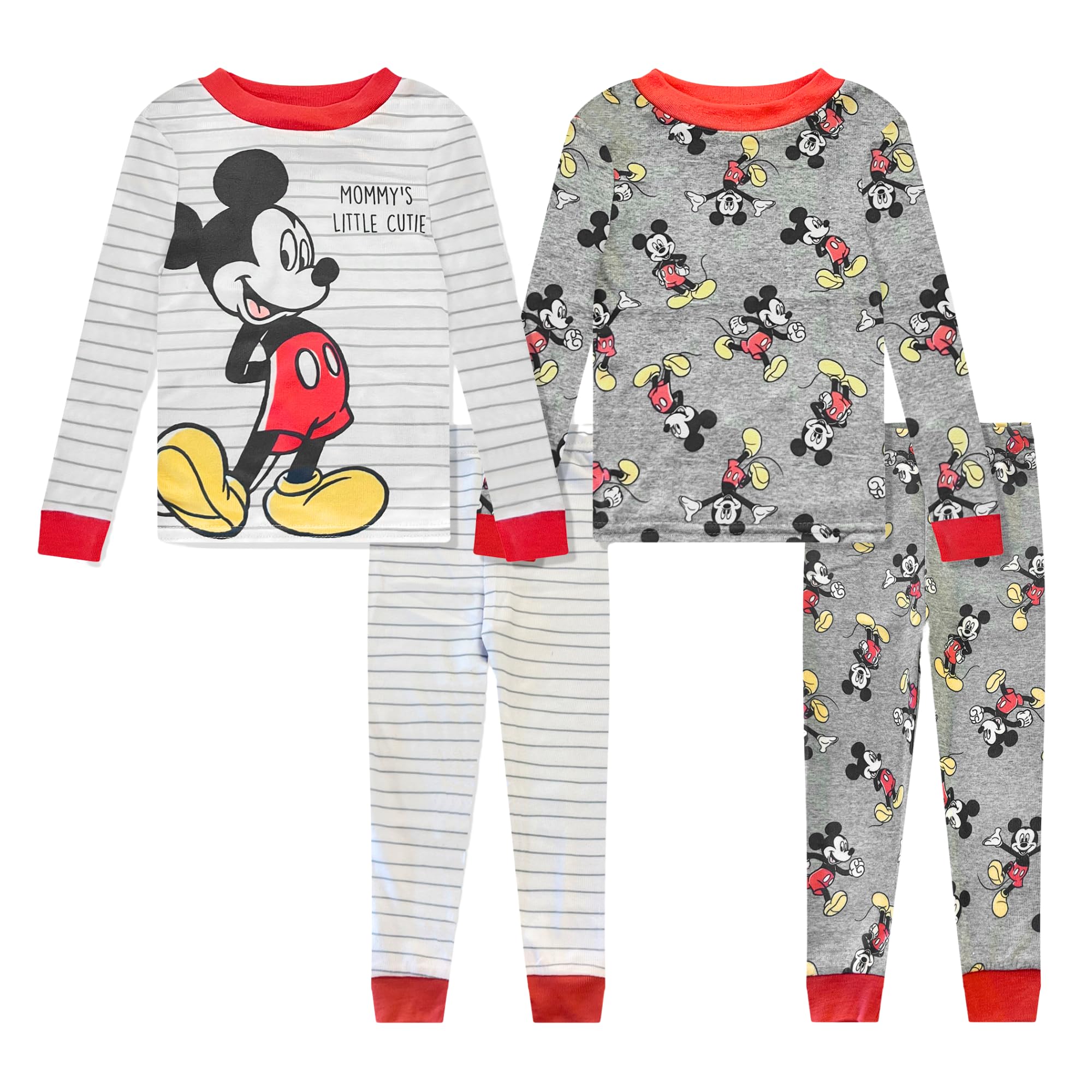 Photo 1 of **MISSING THE SET ON THE LEFT** Disney 4 Piece Pajama Set - Mickey, Minnie, Pooh - Toddler Boys & Girls PJ Set - Long Sleeve Shirt & Pants - Official License