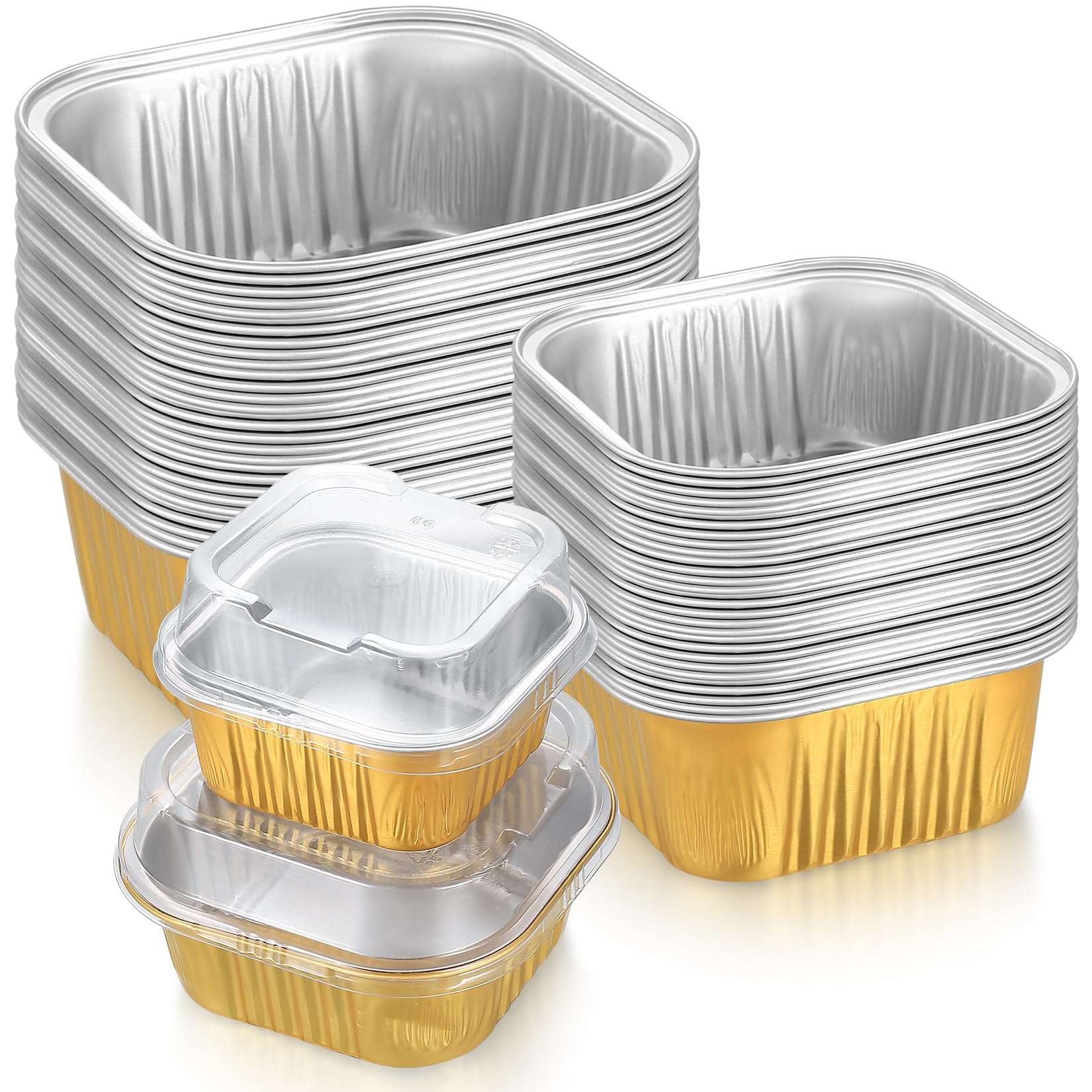 pzihao Muffin Moulds with Lid, 30 Pcs Aluminium Baking Forms, Aluminium Ramekins with Lid, Cake Mould, Cupcake Forms - For Cakes, Cupcakes, Muffins, Cheesecakes, Desserts