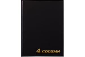 Adams Account Book, 4-Column, Black Cloth Cover, 9.25 x 7 Inches, 80 Pages Per Book (ARB8004M)
