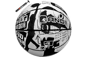 AND1 Street Art 27.5 Basketball : Youth Sized Rubber Streetball for Indoor and Outdoor Use, Deep Channel Construction and Durability, Ideal for Boys and Girls Ages 9-11, Includes 10” Pump