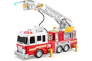 JOYIN Extra Large Toddler Fire Truck Toys for Boys with 33-inch Ladder, Lights & Sprinkler Pump, Big Emergency Vehicle, Kids Toys for Age 3, 4, 5, 6, 7, Christmas Birthday Gift for Grandkids