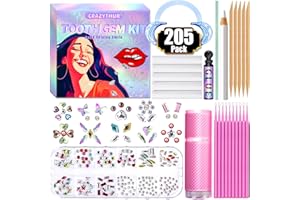 CRAZYTHUR Teeth Jewelry, 205Pcs Shining DIY Teeth Gems Kit,Fashionable Gems for Teeth,Professional Tooth Gems,Teeth Jewels Crystal Reflective Tooth Gems for Teeth Starter Kit