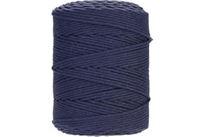 GOHOHOF Macrame Cord 4mm x 328yards Natural Macrame Cotton Rope Colored Macrame Rope Soft Cotton Cord Macrame Supplies Craft Rope Macrame Yarn for Plant Hanger Wall Hanger Dreamcatcher(Denim)