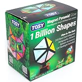 TOSY Magnet Pyramid Glow - 1 Cube Transforms into 1 Billion Shapes, 12 Pieces, 243 Rare Earth Magnets, Glowing, Holographic Design Magnet Tiles Creative Puzzle STEM/STEAM Toy