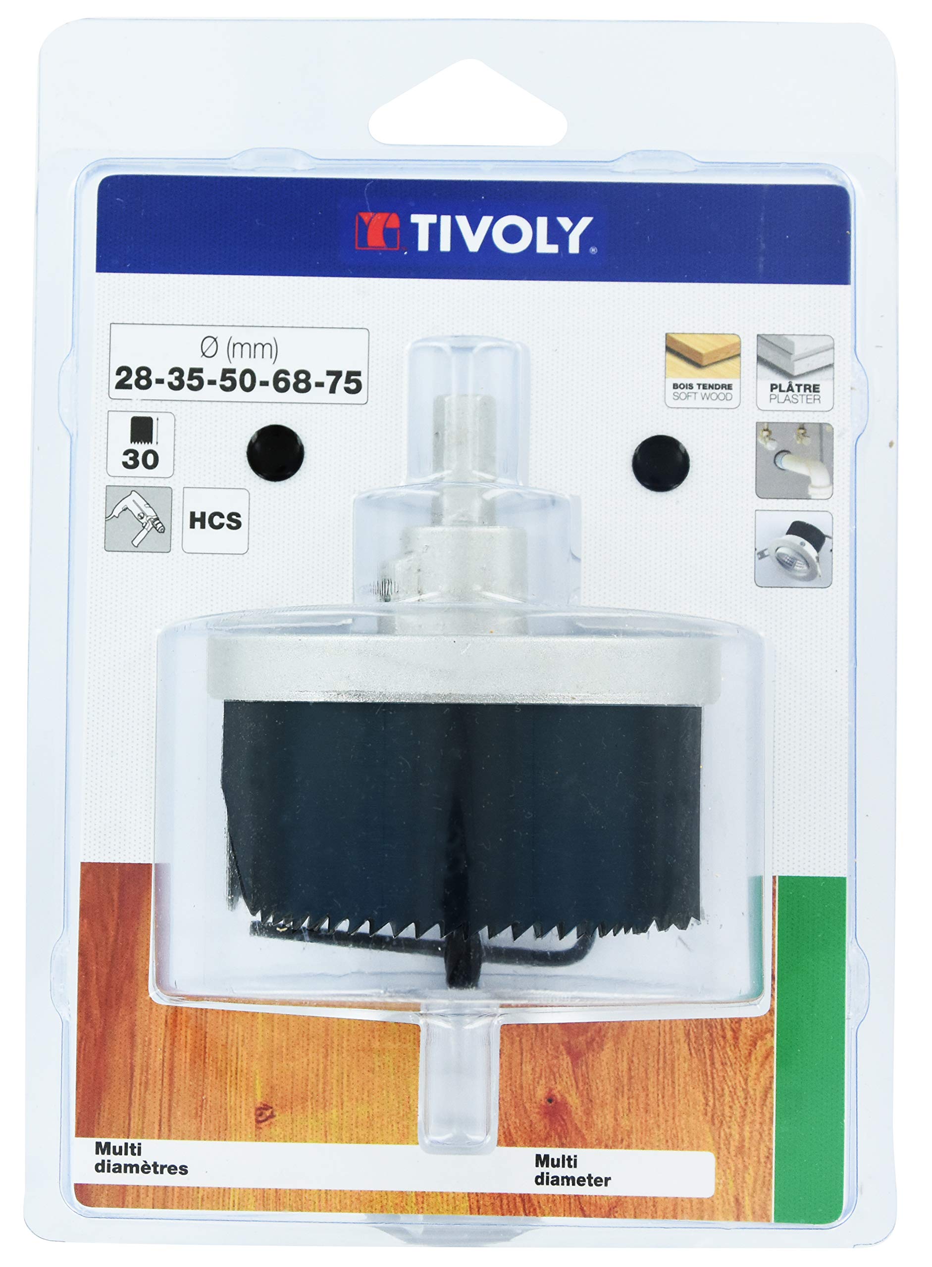 Tivoly xt50522052014 Hole Saw 5 Blades 75 mm Diameter 28 30 mm