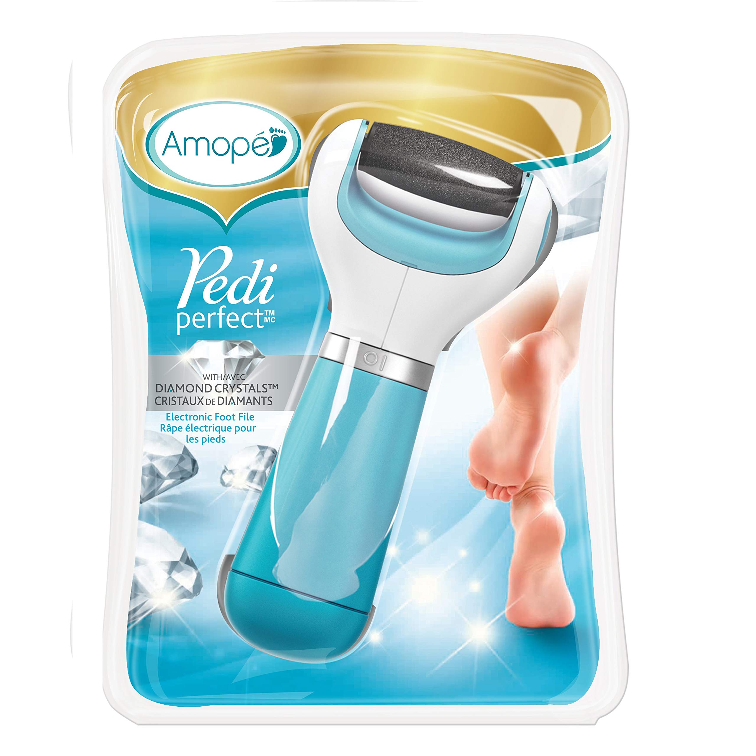 Amope Pedi Perfect Electronic Dry Foot File, DualSpeed Callus Remover (with Diamond Crystals
