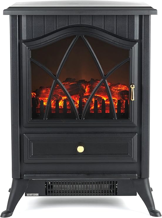 Beldray EH0792 Caldo Log Flame Effect Black Electric Stove with 2 Heat