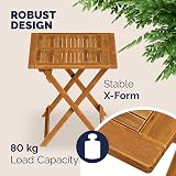 CASARIA Wooden Garden Side Table | Folding Acacia Bistro Table 70x70cm view 5