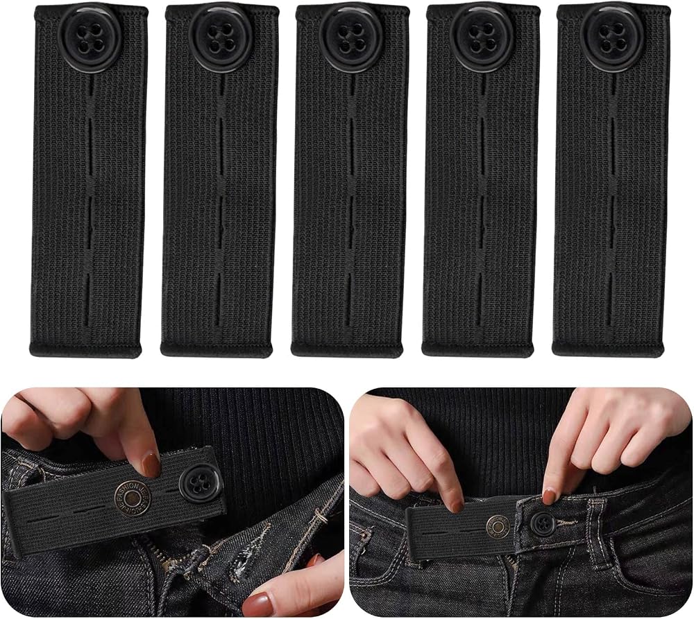 Lanjue 5PCS Adjustable Waist Extender Elastic Button Extension for Jeans Pants