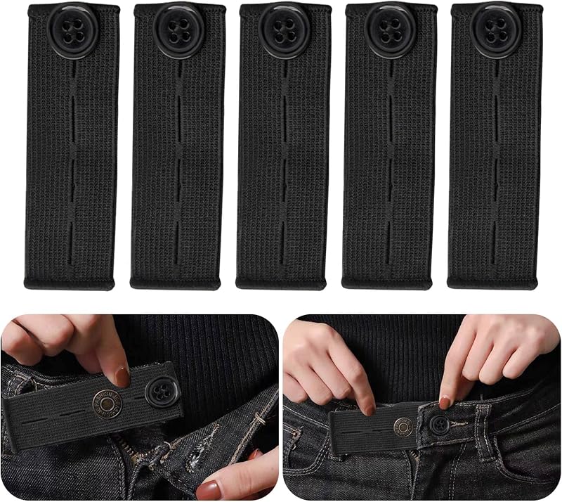 Lanjue 5PCS Adjustable Waist Extender Elastic Button Extension for Jeans Pants
