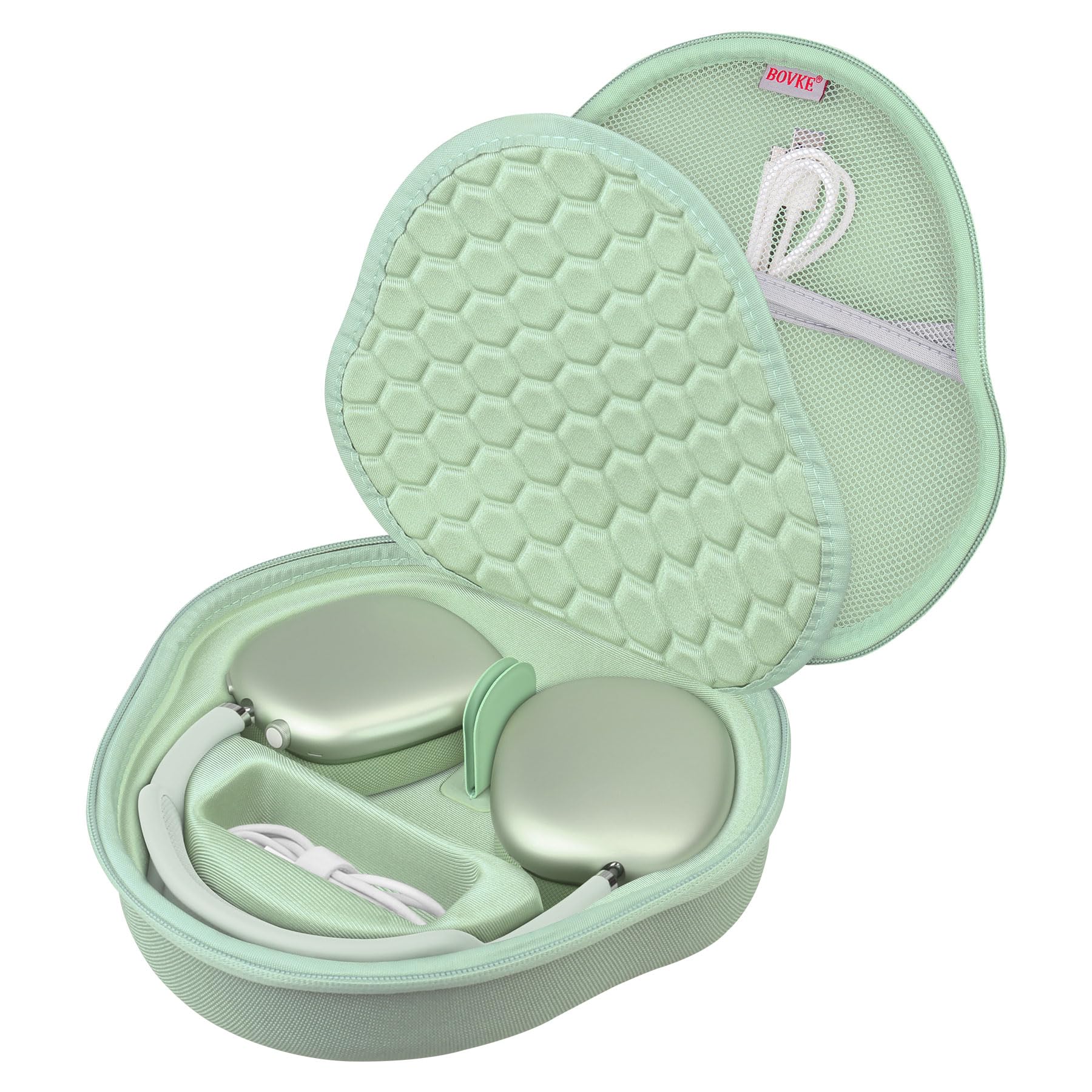 BOVKE Hard Case with Sleep Mode for Apple AirPods Max 2 / AirPods Max Wireless Over-Ear Headphones, AirPods Max 2 / Max Portable Smart Travel Holder, Mesh Pocket for Headphones Accessories, Green