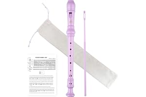 YONTY Soprano Recorder 8-Hole Instrument for Beginners Kids Students, German Style C Key Flute with Cleaning Rod & acking Bag for Education & Entertainment - Pink