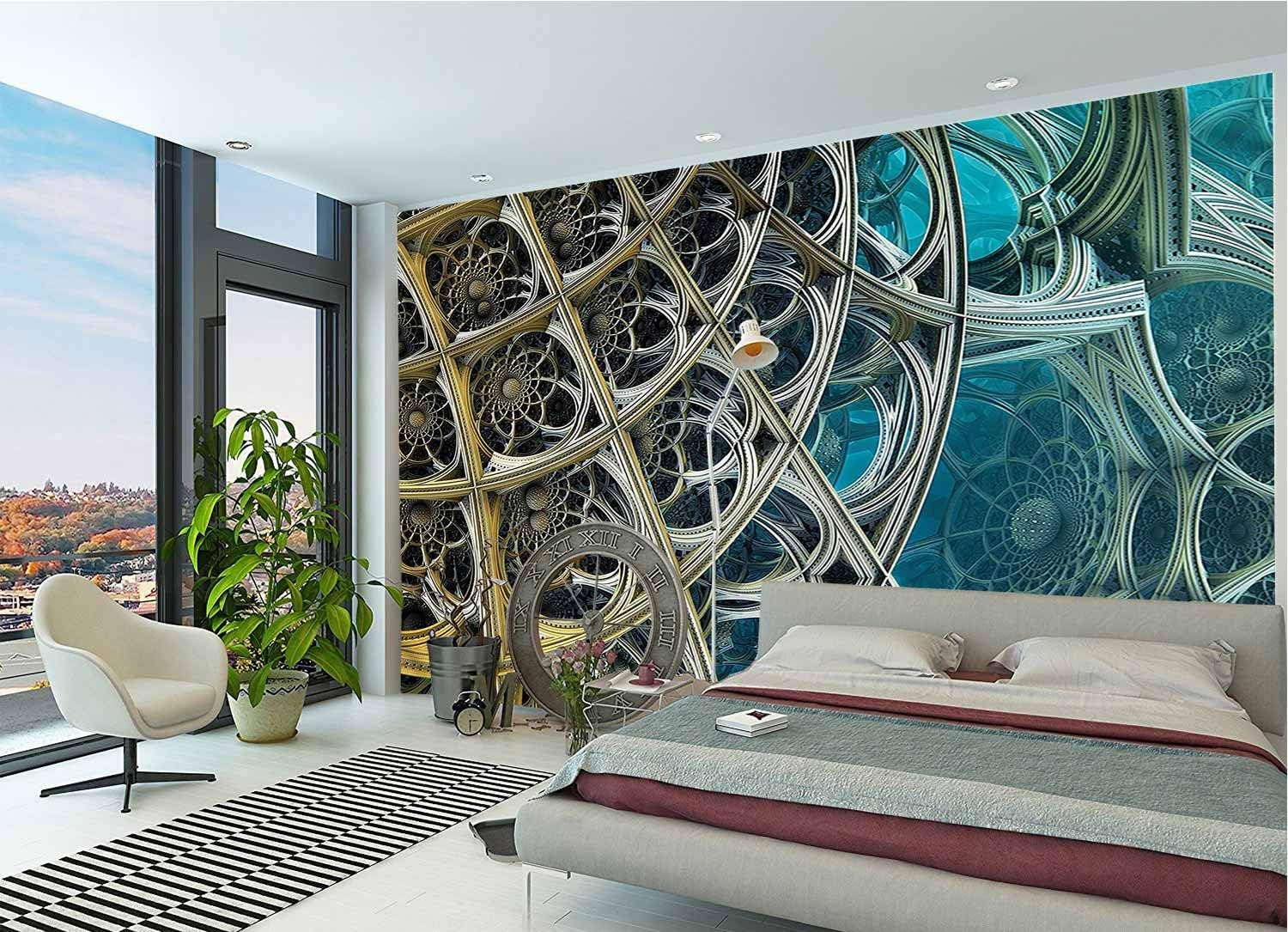 LCGGDB Fractal Wall Stickers Murals,Floral Themed Figures Paperhanging Wallpaper for Office Livingroom Girls Bedroom Family Wall Decals-118x83 Inch