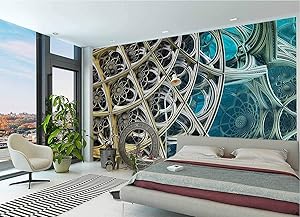 LCGGDB Fractal Wall Stickers Murals,Floral Themed Figures Paperhanging Wallpaper for Office Livingroom Girls Bedroom Family Wall Decals-118x83 Inch