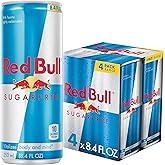 Red Bull Sugarfree Energy Drink | contains caffeine, taurine, B-vitamins, sweeteners, and water, 8.4 fl oz, pack of 4 cans