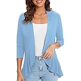 Urban CoCo Women's 3/4 Sleeve Casual Cardigans for Women Trendy Open Front Lightweight Cover Ups