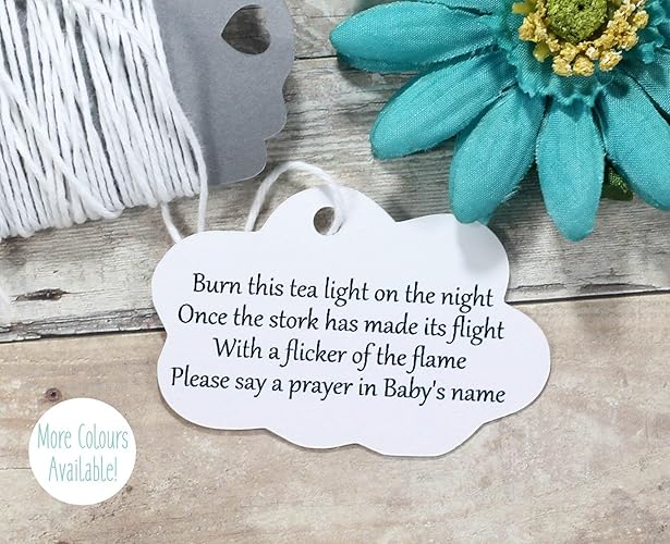 Amazon Com White Baby Shower Favor Tags Neutral Cloud Shaped