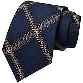 RBOCOTT 3.15“ Cotton Tie Plaid Striped Business Wedding Necktie for Men(8cm)