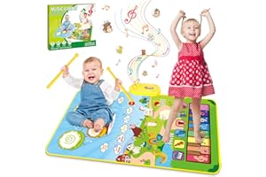 VGOFUN Baby Toys for 1 Year Old, 3 in 1 Musical Mat for Toddlers 1-3,Piano & Drum Mat with 2 Sticks Animal Touch Playmat Early Education Musical Toys First Birthday Gifts for 1 2 3 Year Old Boys Girls