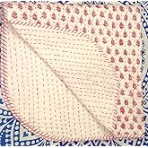 Traditional Jaipur Exports Indian Block Print Fabric Baby Quilt, Kantha Throw, Cotton Fabric Kids Bedding, Bohemian Bedspread